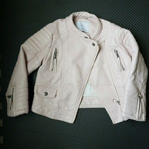 Zara girls pink leather jacket 3/4